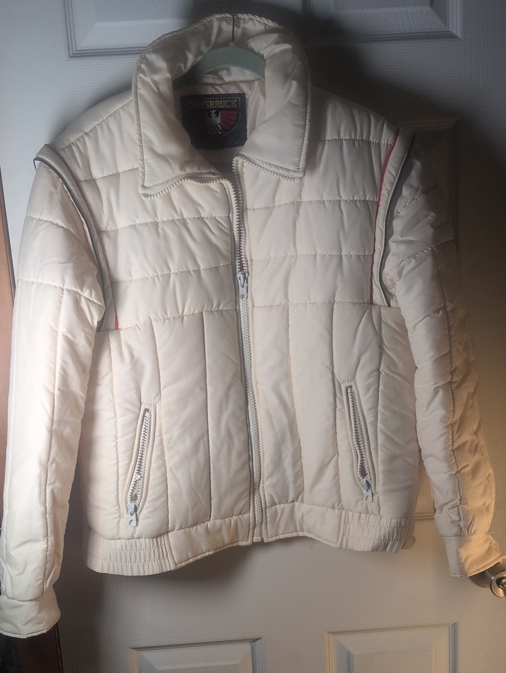Vintage INNSBRUCK Cream Quilted Puffer Jacket with Zip Pockets